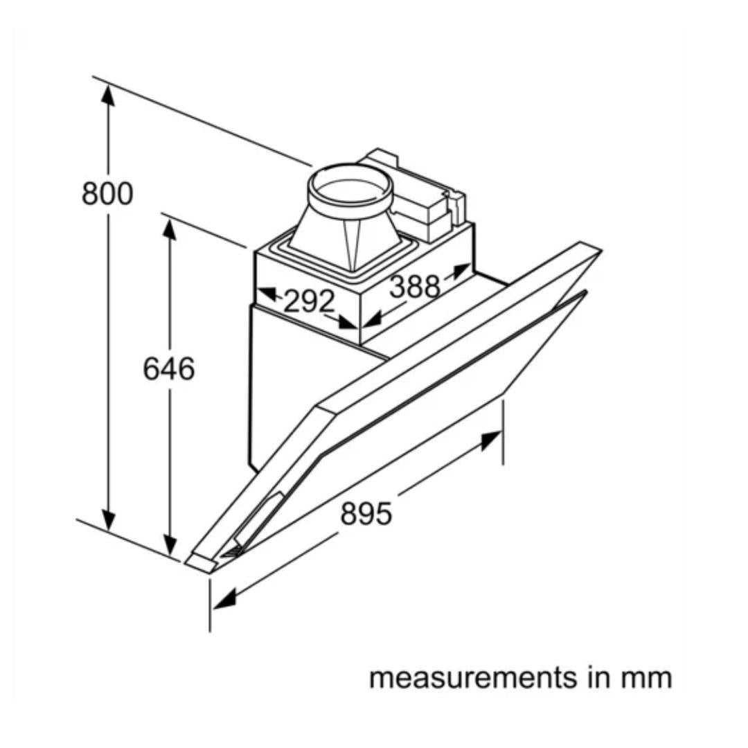 Bosch 90 cm Wall Mounted Chimney Angled Flow DWS97BA62I