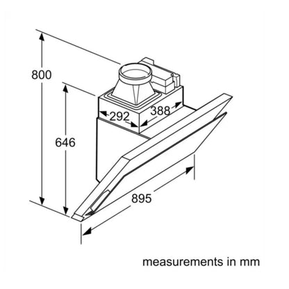 Bosch 90 cm Wall Mounted Chimney Angled Flow DWS97BA62I