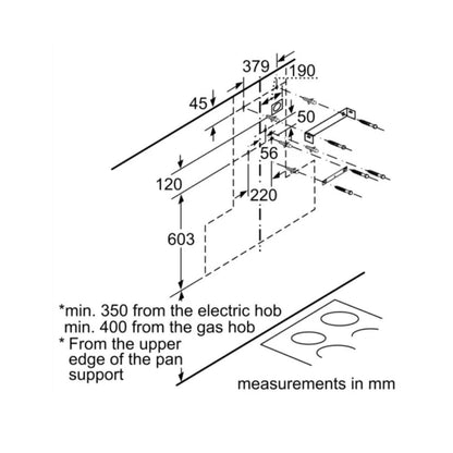 Bosch 90 cm Wall Mounted Chimney Angled Flow DWS97BA62I
