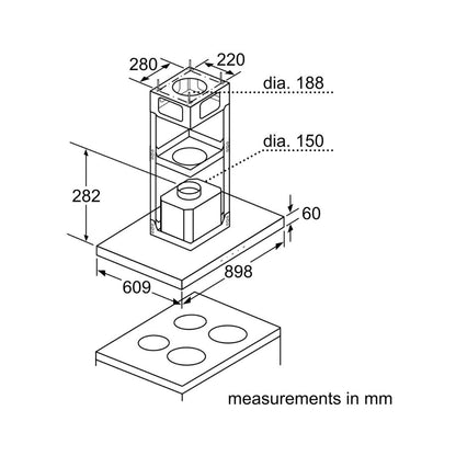 Bosch 90 cm Island Chimney Supra Glass DIB098G50I