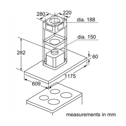 Bosch 120 cm Island Chimney Supra Glass DIB128G50I