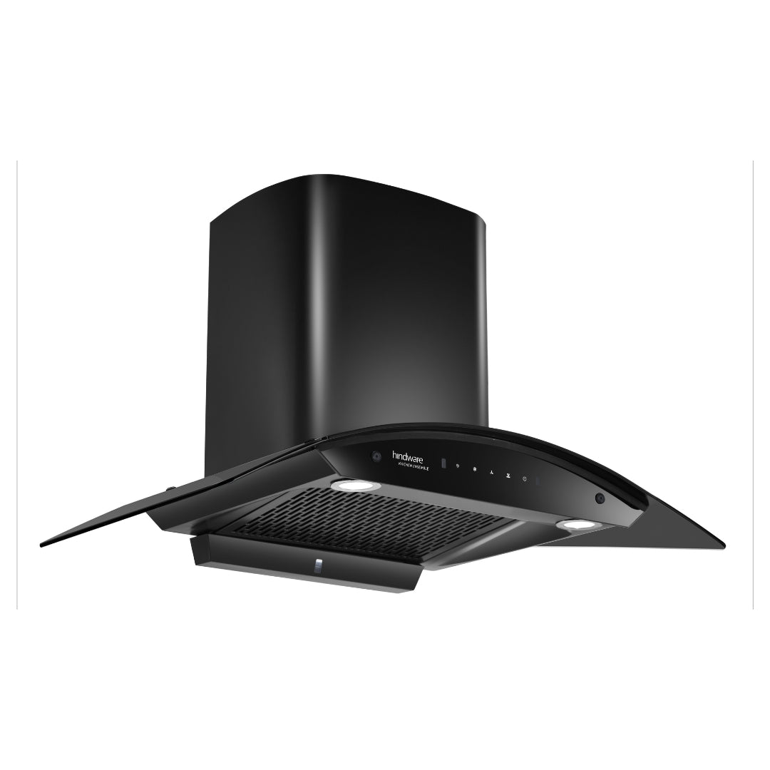 Hindware 90 cm Wall Mounted Chimney Auto Clean Hoods Series CELESIA BLK 90