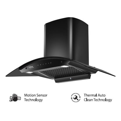 Hindware 90 cm Wall Mounted Chimney Auto Clean Hoods Series CELESIA BLK 90