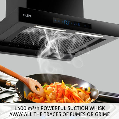Glen 60 cm Wall Mounted Chimney Filterless Series CH 6053 BL BLDC AC 60 + Glen Cooking Range CR 2011 SS TR