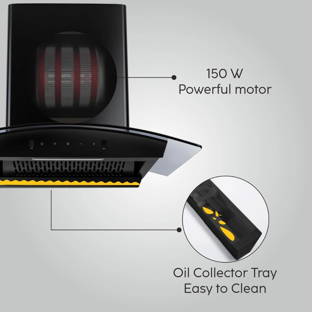 Glen 60 cm Wall Mounted Chimney CH 6058 BL AC 60