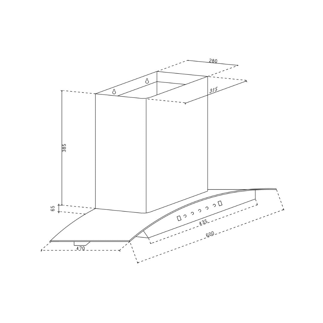 Glen 60 cm Wall Mounted Chimney Filterless Series CH 6059 BL AC 60