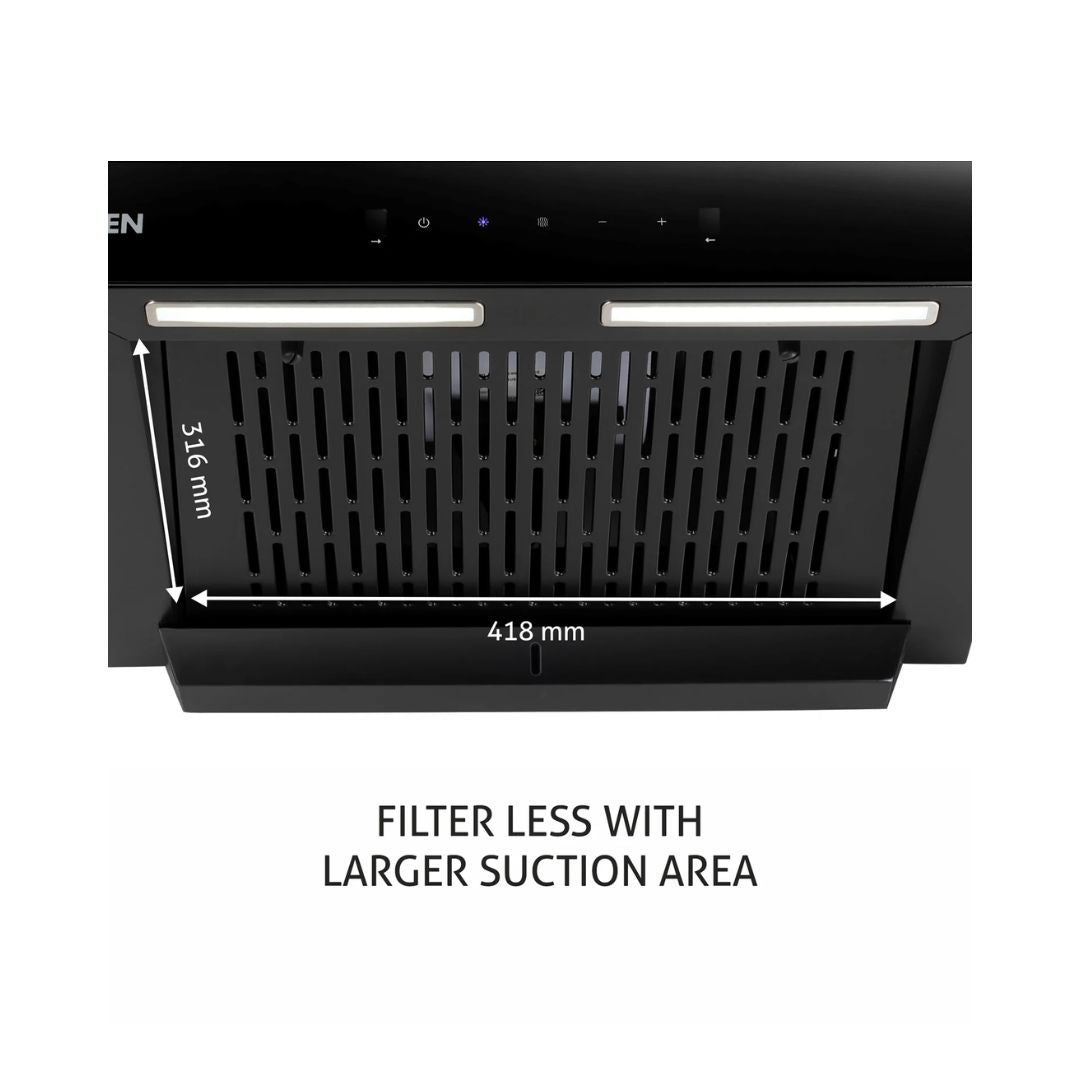 Glen 60 cm Wall Mounted Chimney Filterless Series CH 6062 BL MS AC 60