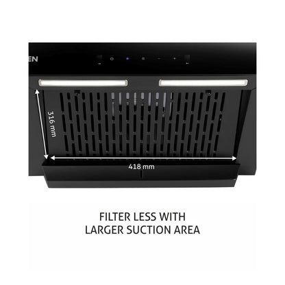 Glen 60 cm Wall Mounted Chimney Filterless Series CH 6062 BL MS AC 60