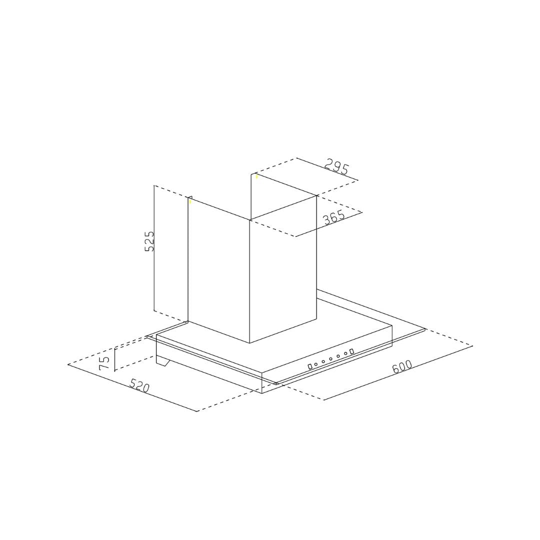 Glen 60 cm Wall Mounted Chimney Filterless Series CH 6062 BL MS AC 60