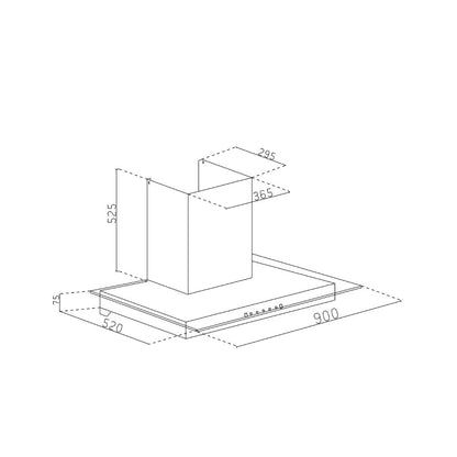 Glen 90 cm Wall Mounted Chimney Filterless Series CH 6062 BL MS AC 90