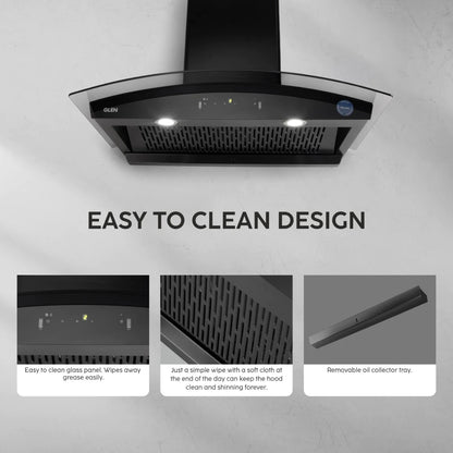 Glen 60 cm Wall Mounted Chimney Auto Clean Series CH 6068 AC BLS 60