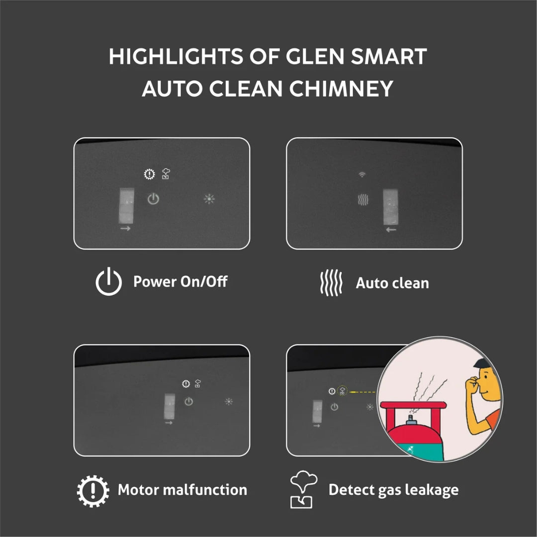 Glen 60 cm Wall Mounted Chimney Auto Clean Series CH 6068 AC BLS 60