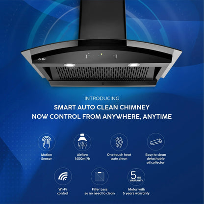 Glen 60 cm Wall Mounted Chimney Auto Clean Series CH 6068 AC BLS 60