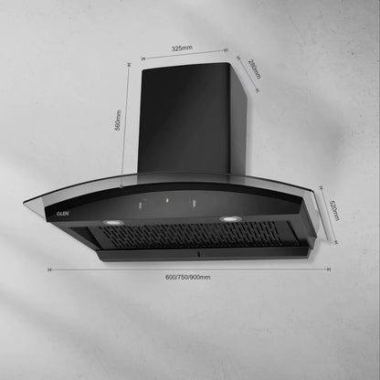 Glen 60 cm Wall Mounted Chimney Auto Clean Series CH 6068 AC BLS 60