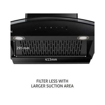 Glen 76 cm Wall Mounted Chimney Filterless Series CH 6068 BL MS AC 76