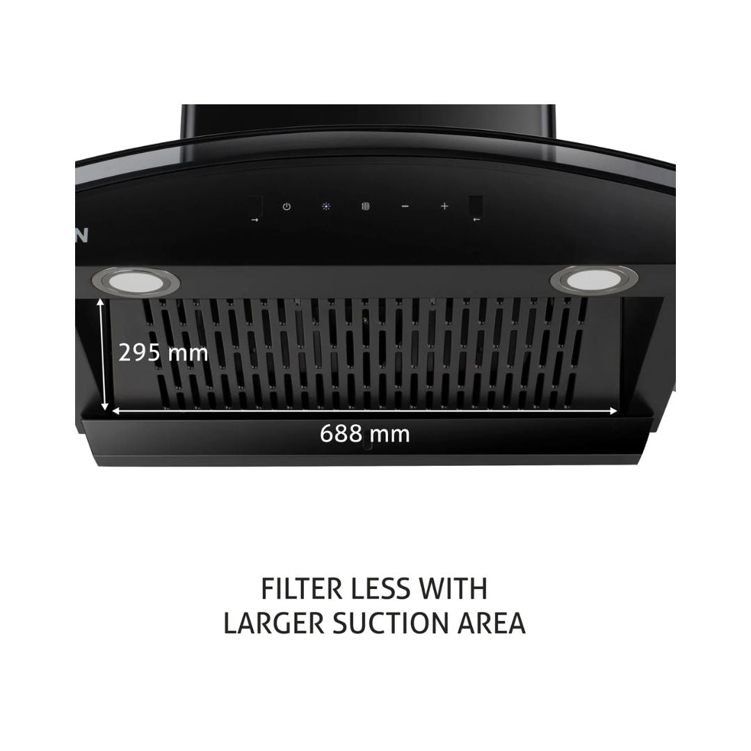 Glen 90 cm Wall Mounted Chimney Filterless Series CH 6068 BL MS AC 90