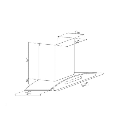 Glen 60 cm Wall Mounted Chimney Filterless Series CH 6069 BL BLDC AC 60