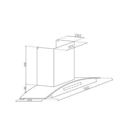 Glen 76 cm Wall Mounted Chimney Filterless Series CH 6069 BL BLDC AC 76
