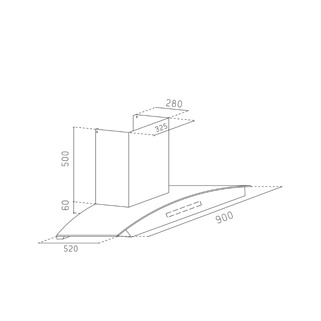 Glen 90 cm Wall Mounted Chimney Filterless Series CH 6069 BL BLDC AC 90