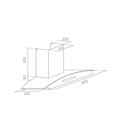Glen 90 cm Wall Mounted Chimney Filterless Series CH 6069 BL BLDC AC 90
