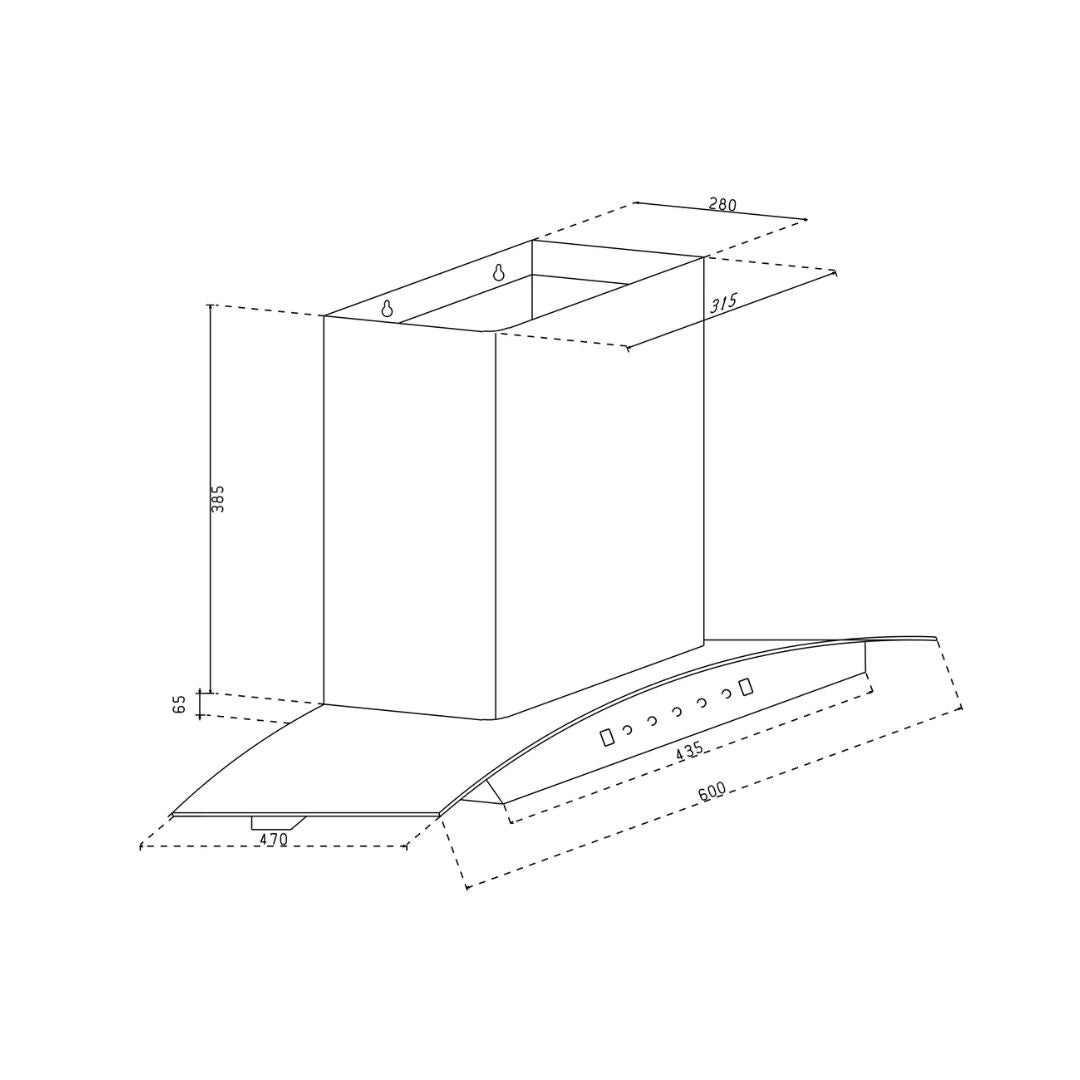Glen 60 cm Wall Mounted Chimney Filterless Series CH 6071 BL BLDC AC 60