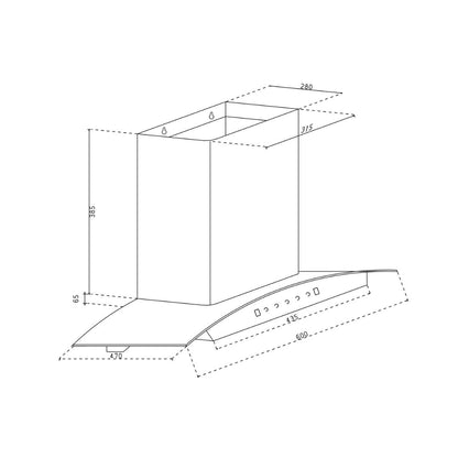 Glen 60 cm Wall Mounted Chimney Filterless Series CH 6071 BL BLDC AC 60