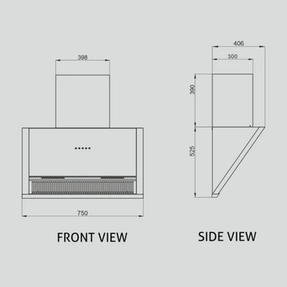 Glen 75 cm Wall Mounted Chimney Filterless Series CH 6072 SX AC 75