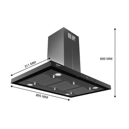 Crompton 90 cm Island Chimney GrandArt CHD-GAL90BFE-INX