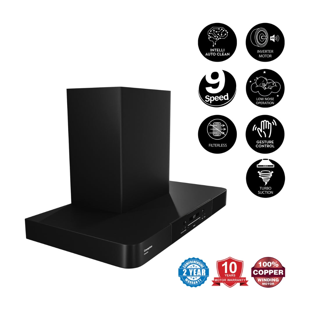 Crompton 90 cm Wall Mounted Chimney GrandArt CHD-GAVB90FLE-MBL