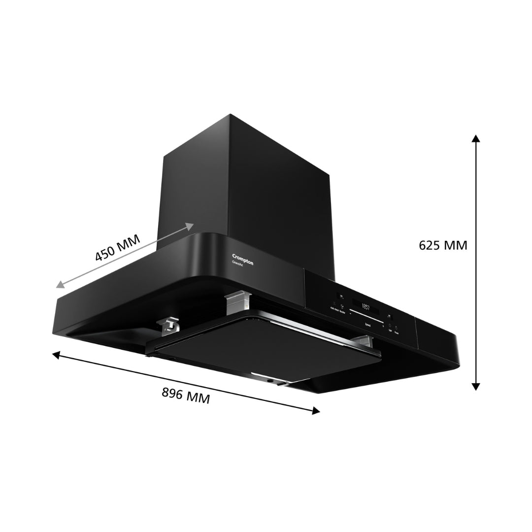 Crompton 90 cm Wall Mounted Chimney GrandArt CHD-GAVB90FLE-MBL