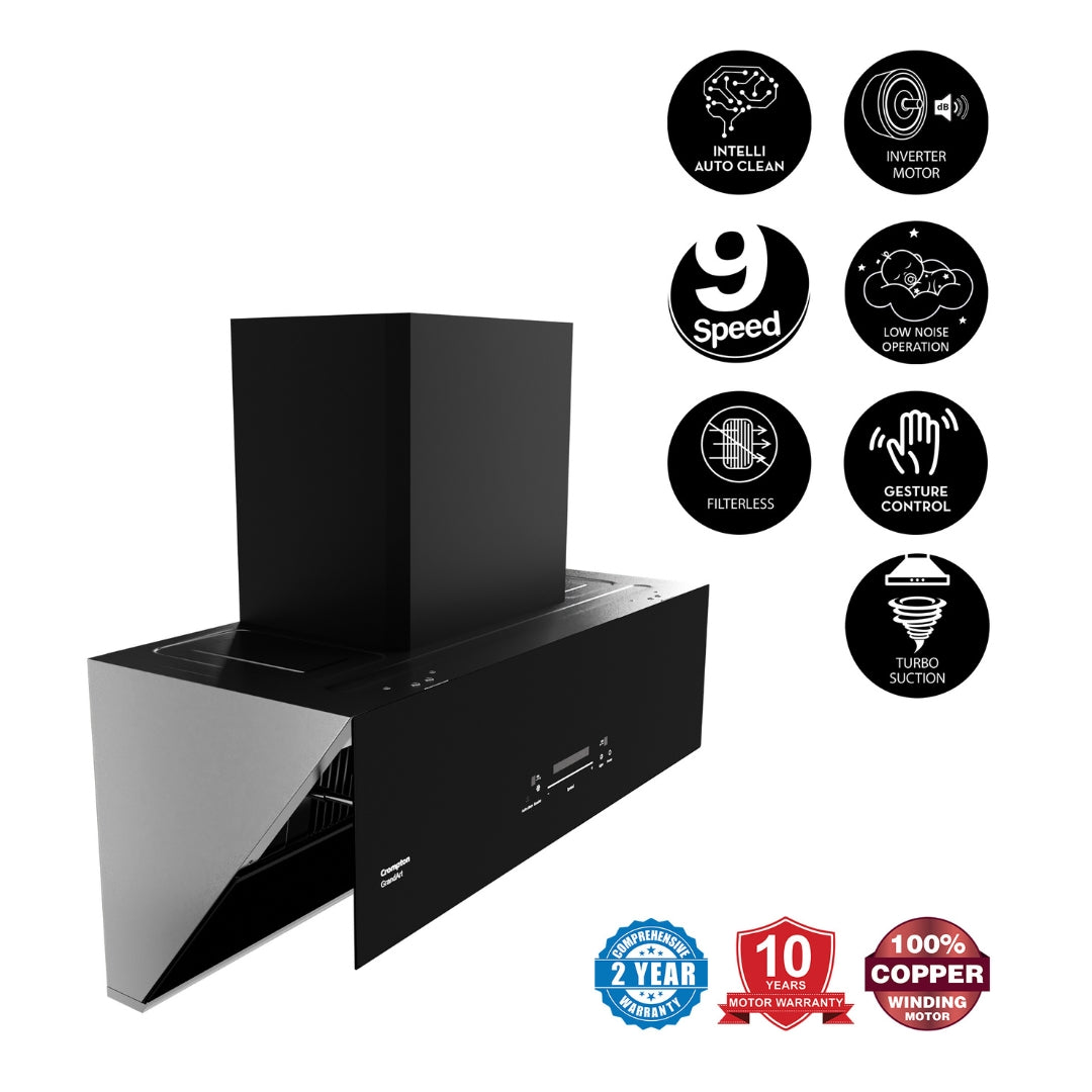 Crompton 90 cm Wall Mounted Chimney GrandArt CHD-GAVI90FLE-MBL