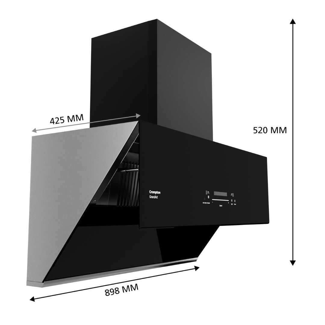 Crompton 90 cm Wall Mounted Chimney GrandArt CHD-GAVI90FLE-MBL