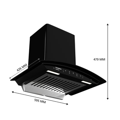 Crompton 60 cm Wall Mounted Chimney IntelliMotion CHD-IMC60BFA-MBL