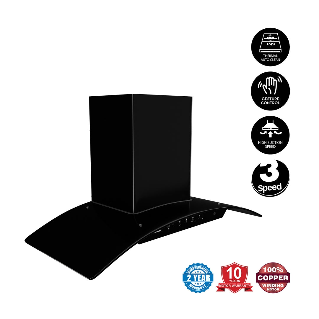Crompton 90 cm Wall Mounted Chimney IntelliMotion CHD-IMC90BFA-MBL
