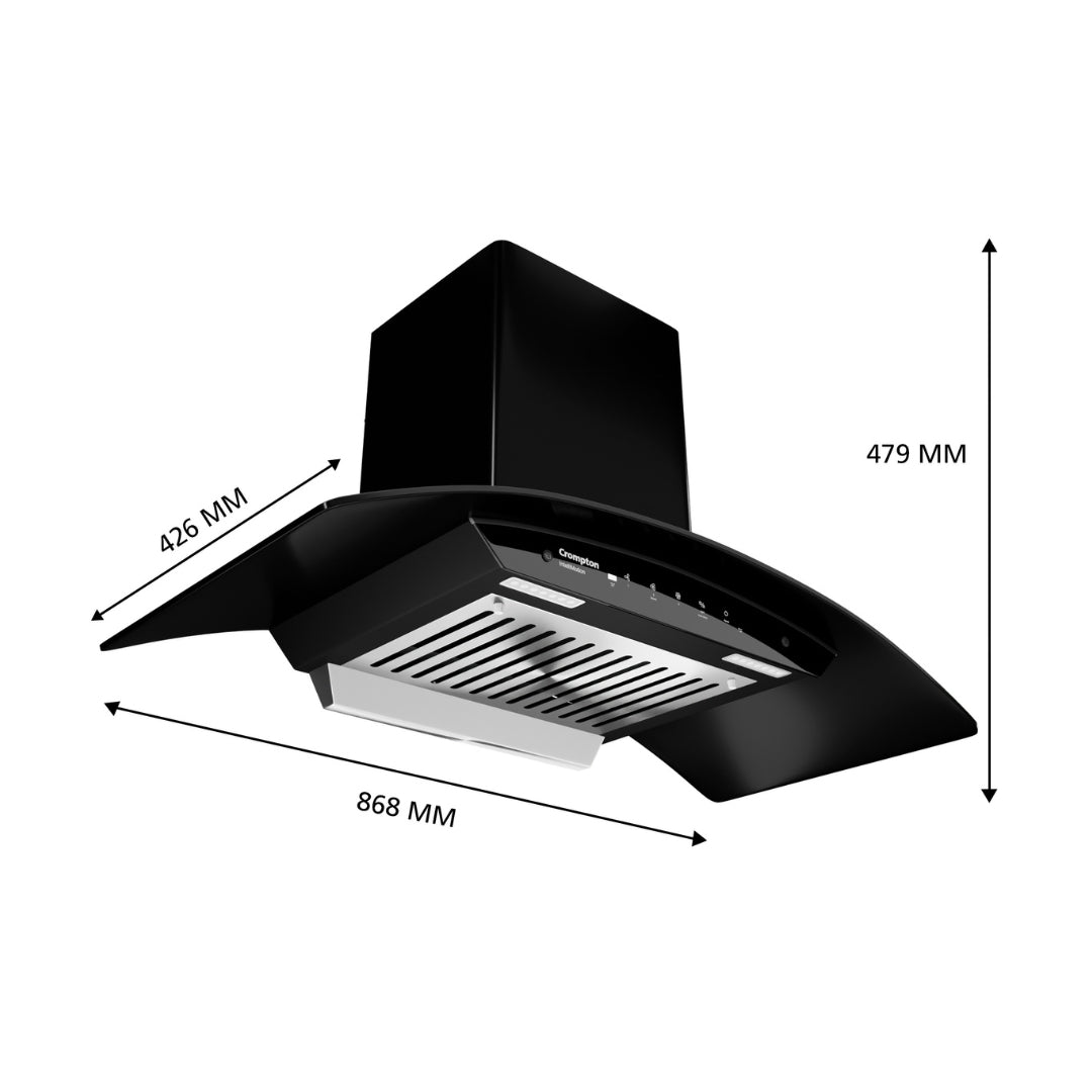 Crompton 90 cm Wall Mounted Chimney IntelliMotion CHD-IMC90BFA-MBL