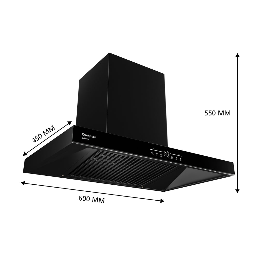 Crompton 60 cm Wall Mounted Chimney QuietPro CHD-QPVB60FLE-MBL