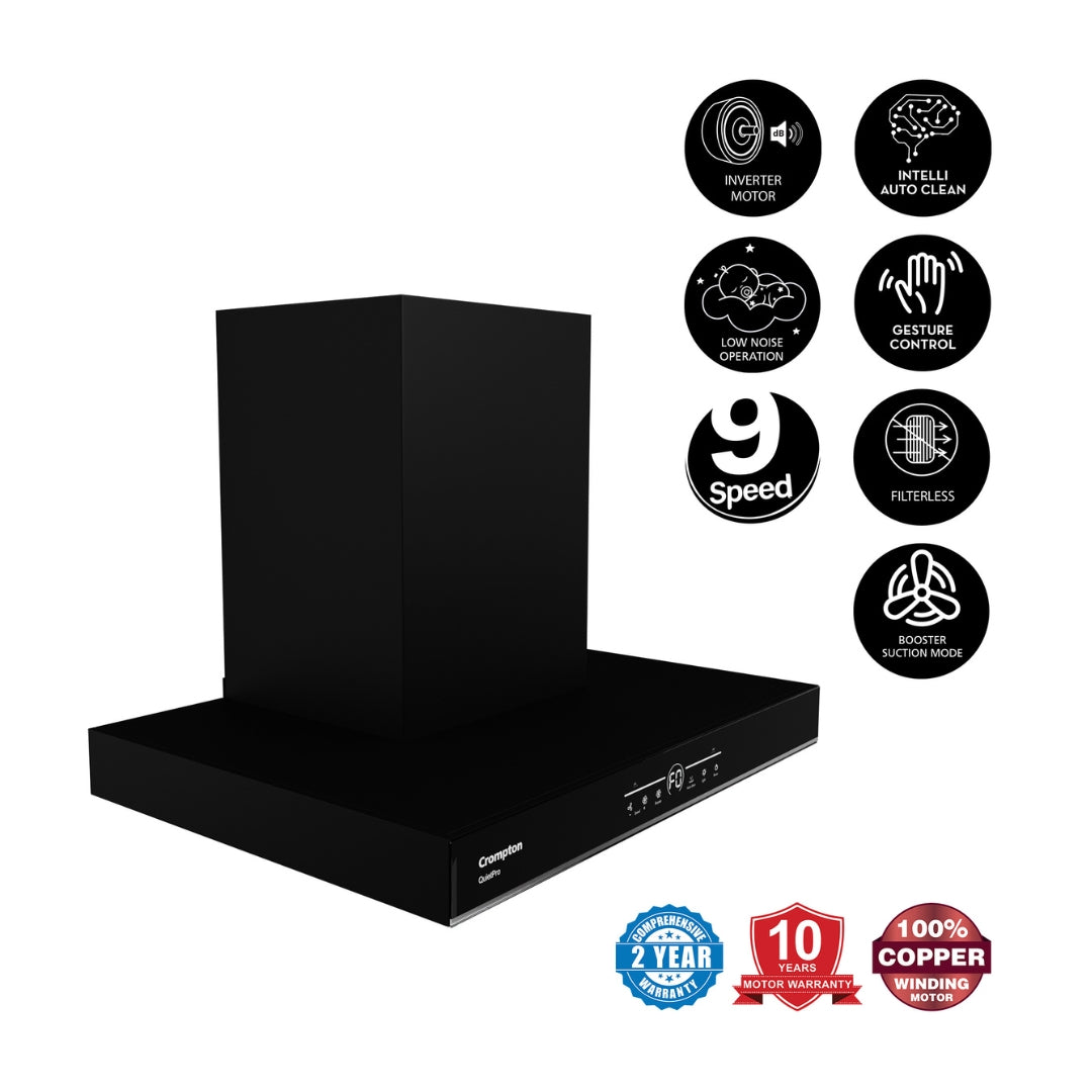 Crompton 75 cm Wall Mounted Chimney QuietPro CHD-QPVB75FLE-MBL