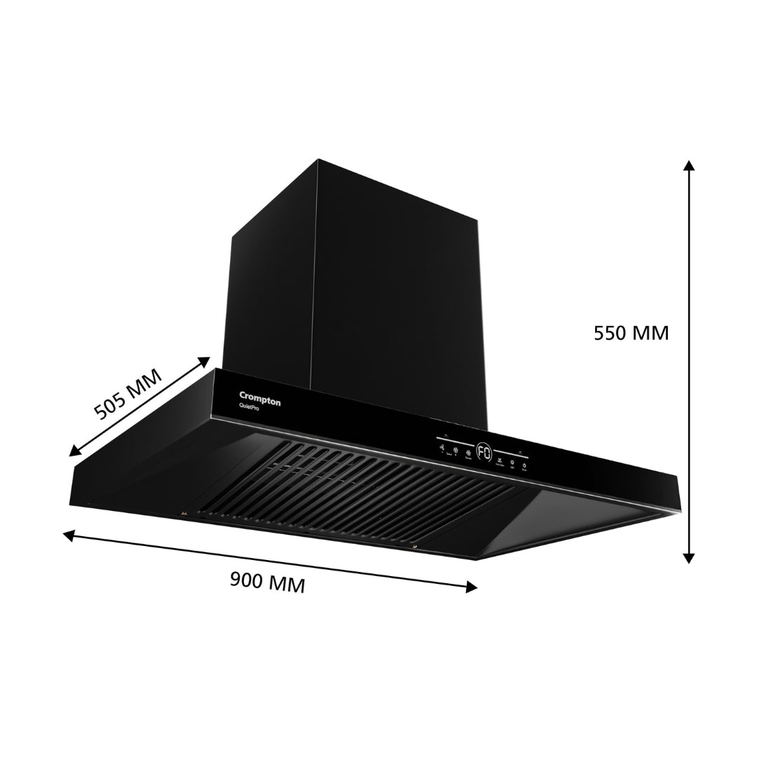 Crompton 90 cm Wall Mounted Chimney QuietPro CHD-QPVB90FLE-MBL