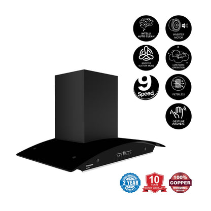 Crompton 90 cm Wall Mounted Chimney QuietPro CHD-QPVC90FLE-MBL