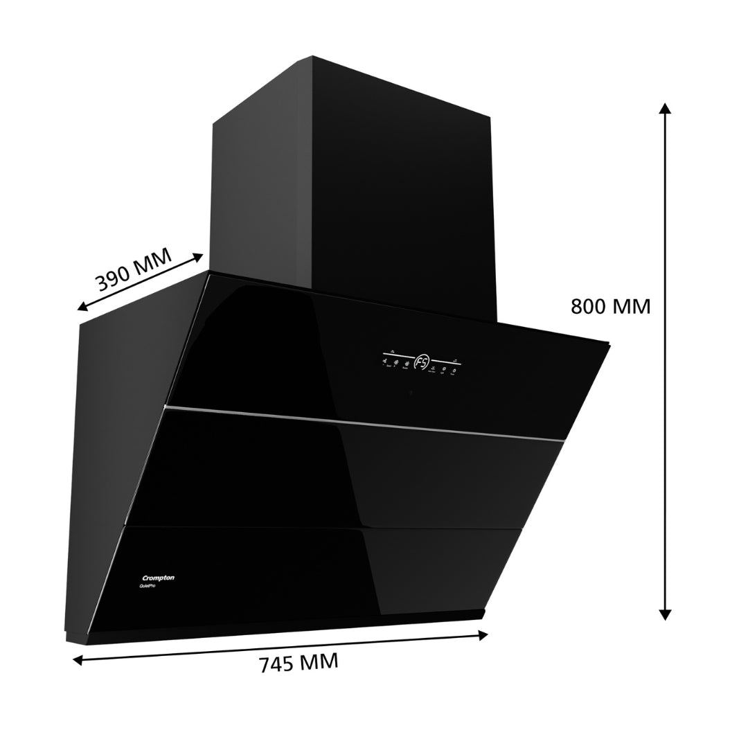 Crompton 75 cm Wall Mounted Chimney QuietPro CHD-QPVI75FLE-MBL