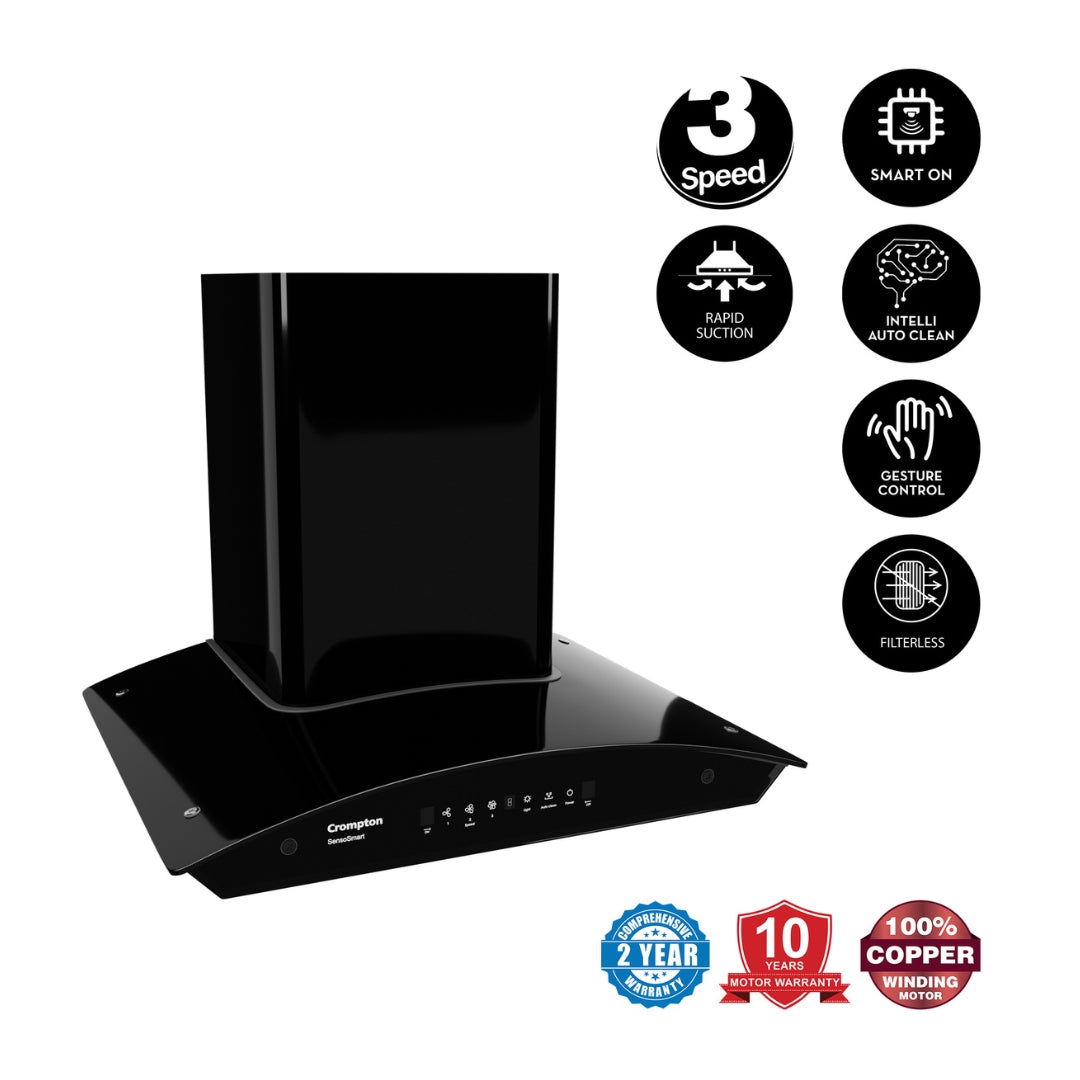 Crompton 60 cm Wall Mounted Chimney SensoSmart CHD-SSC60FLE-MBL