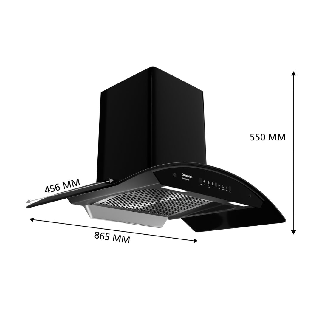Crompton 90 cm Wall Mounted Chimney SensoSmart CHD-SSC90FLE-MBL