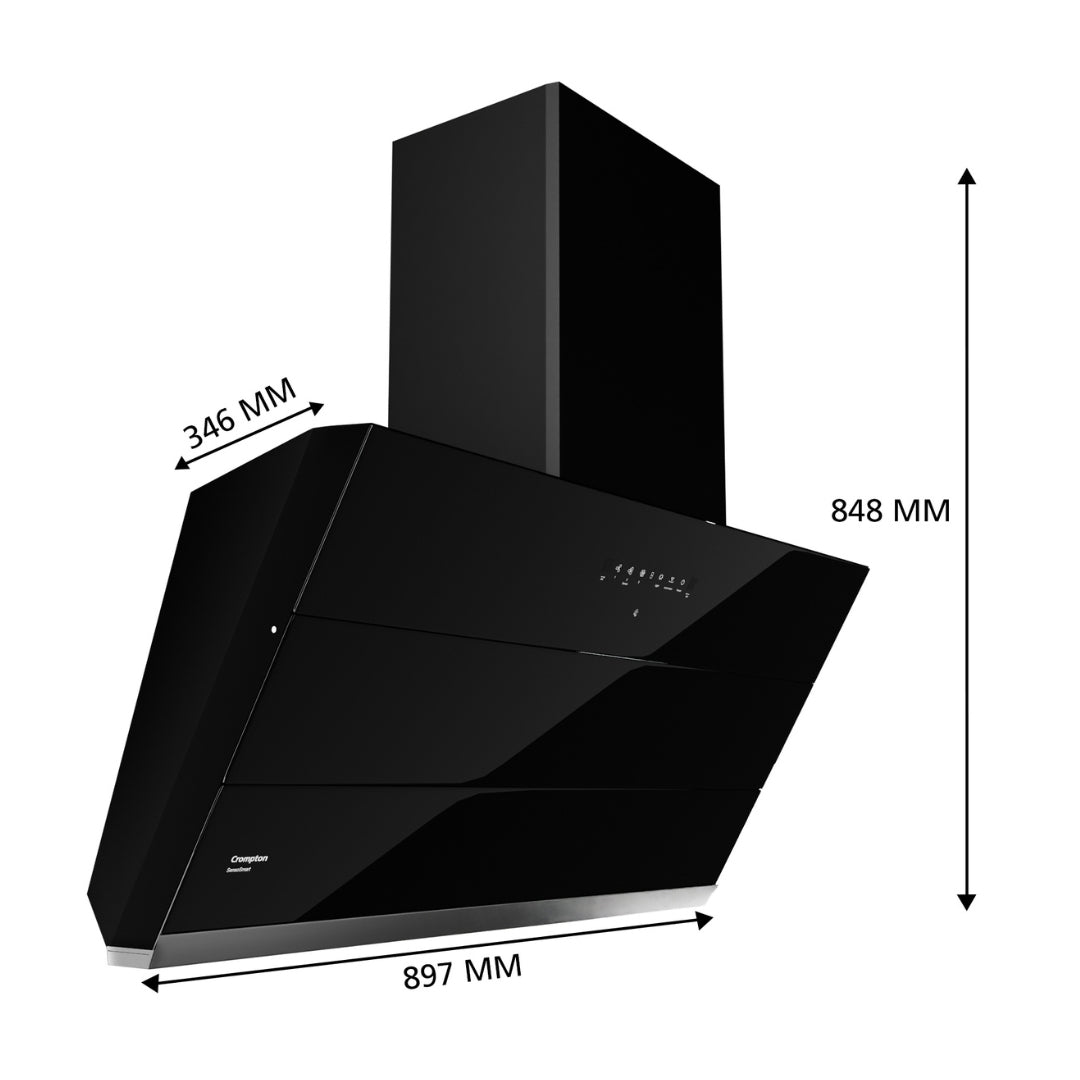 Crompton 90 cm Wall Mounted Chimney SensoSmart CHD-SSI90FLE-MBL