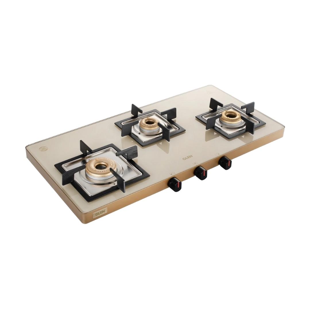 Glen 78 cm 3 Burner Cooktop CT 1035 Ultra Slim Apricot