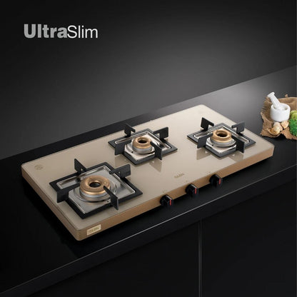 Glen 78 cm 3 Burner Cooktop CT 1035 Ultra Slim Apricot