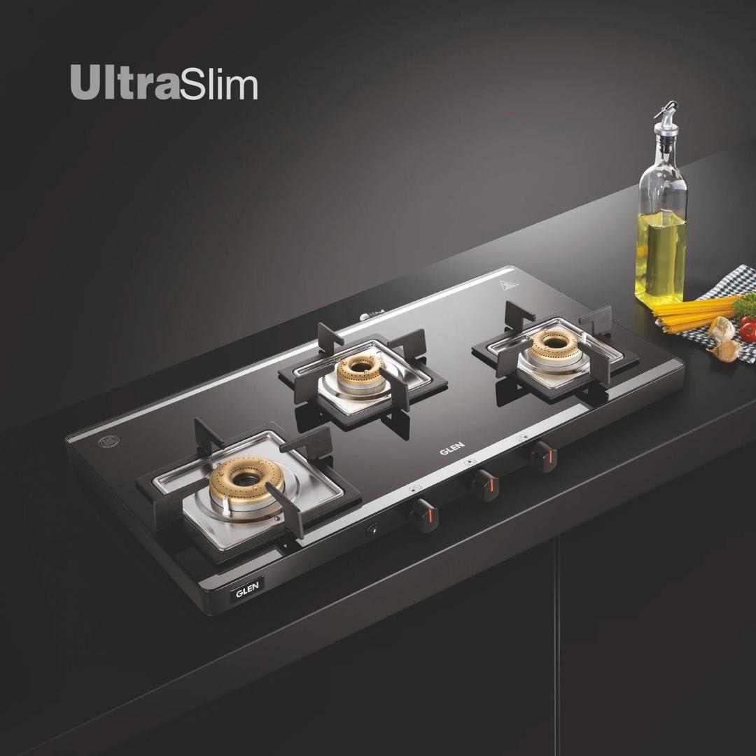 Glen 78 cm 3 Burner Cooktop CT 1035 Ultra Slim Mirror AI