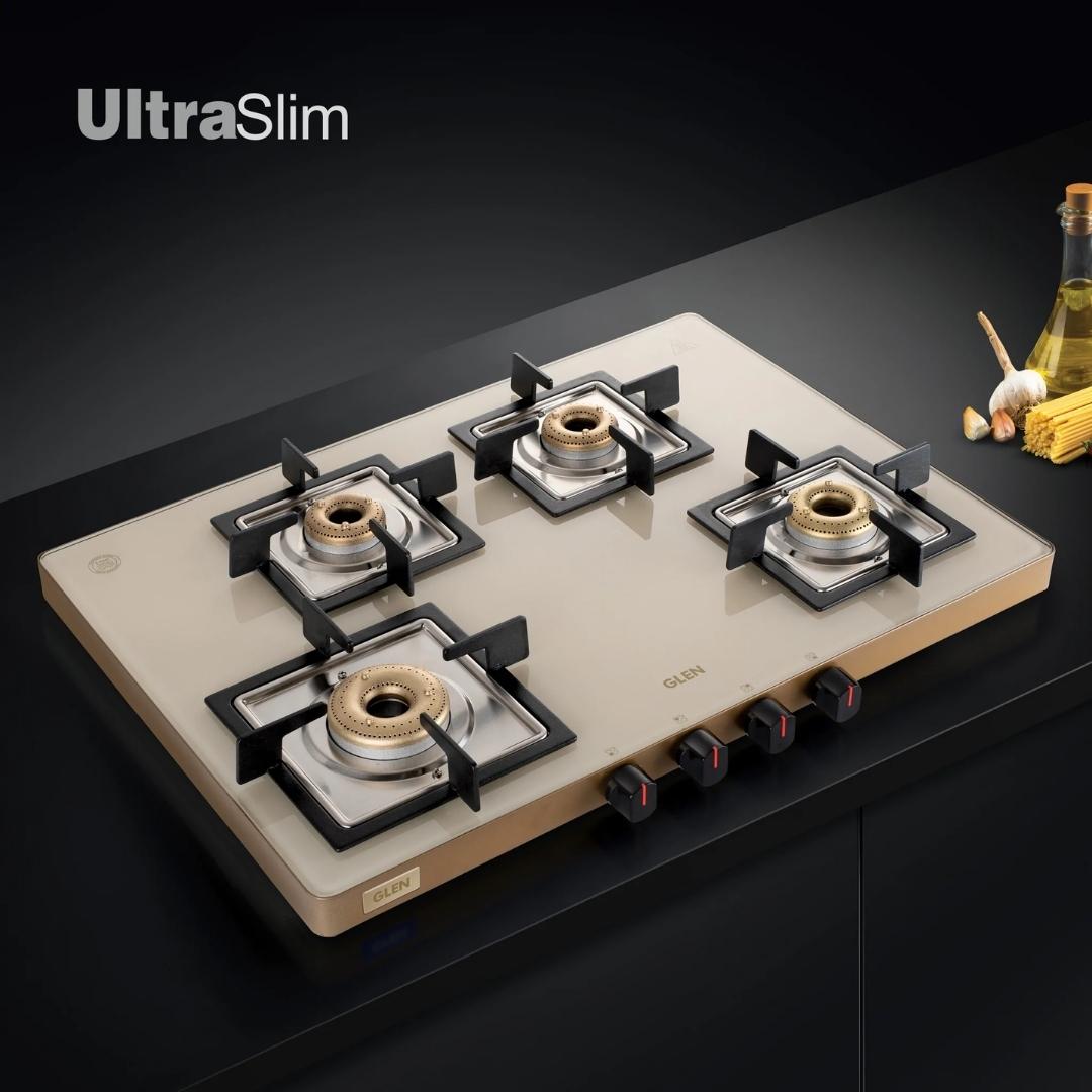 Glen 70 cm 4 Burner Cooktop CT 1047 Ultra Slim Apricot