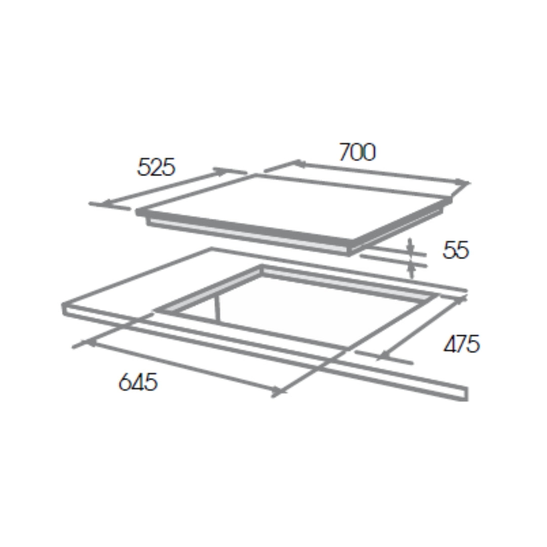 Elica 70 cm 4 Burner Hob Direct Flame Series DFS FB MFC 4B 70 FFD