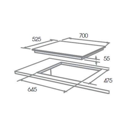 Elica 70 cm 4 Burner Hob Direct Flame Series DFS FB MFC 4B 70 FFD