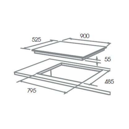 Elica 90 cm 4 Burner Hob Direct Flame Series DFS FB MFC 4B 91 FFD